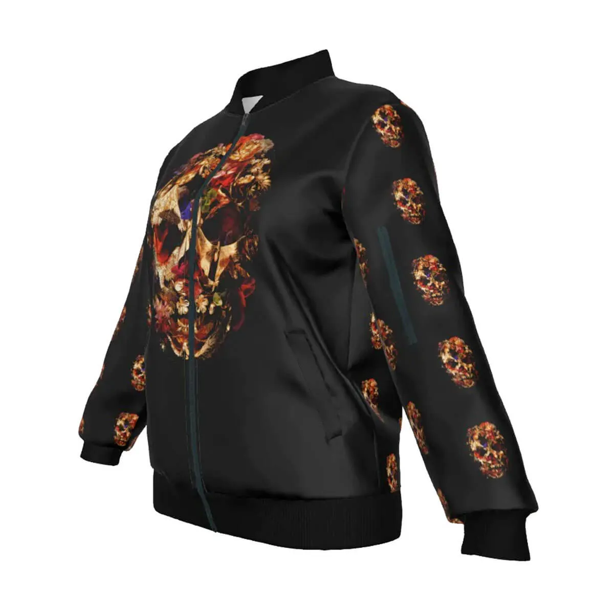 Fashion Golden Floral Skull Women's Jacket - Image 4