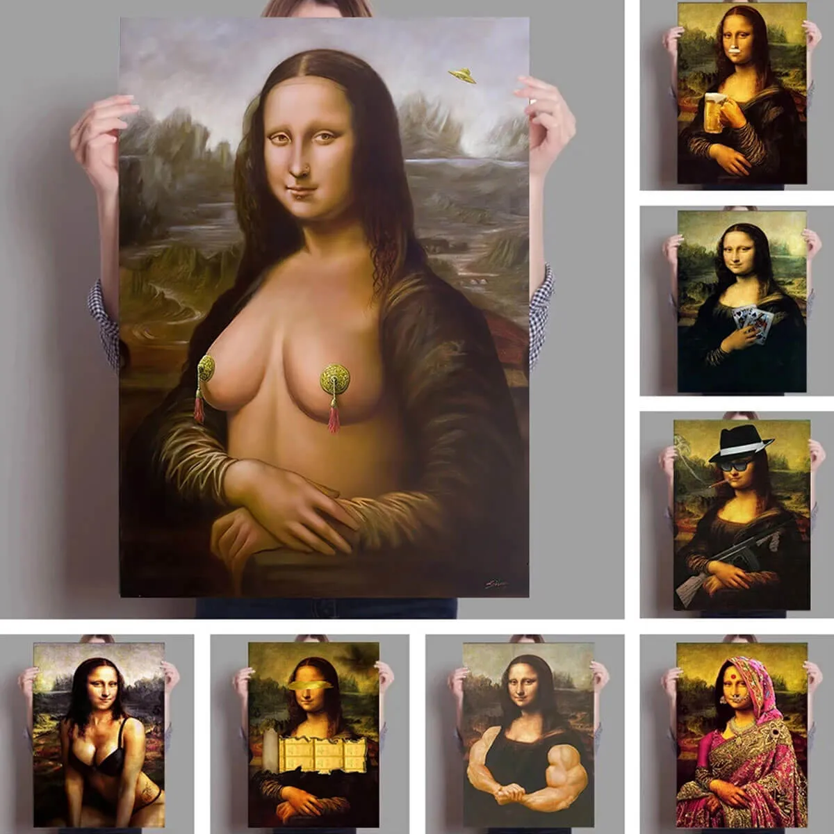 Funny Mona Lisa Meme Famous Painting Iconic Canvas Wall Art - Image 12
