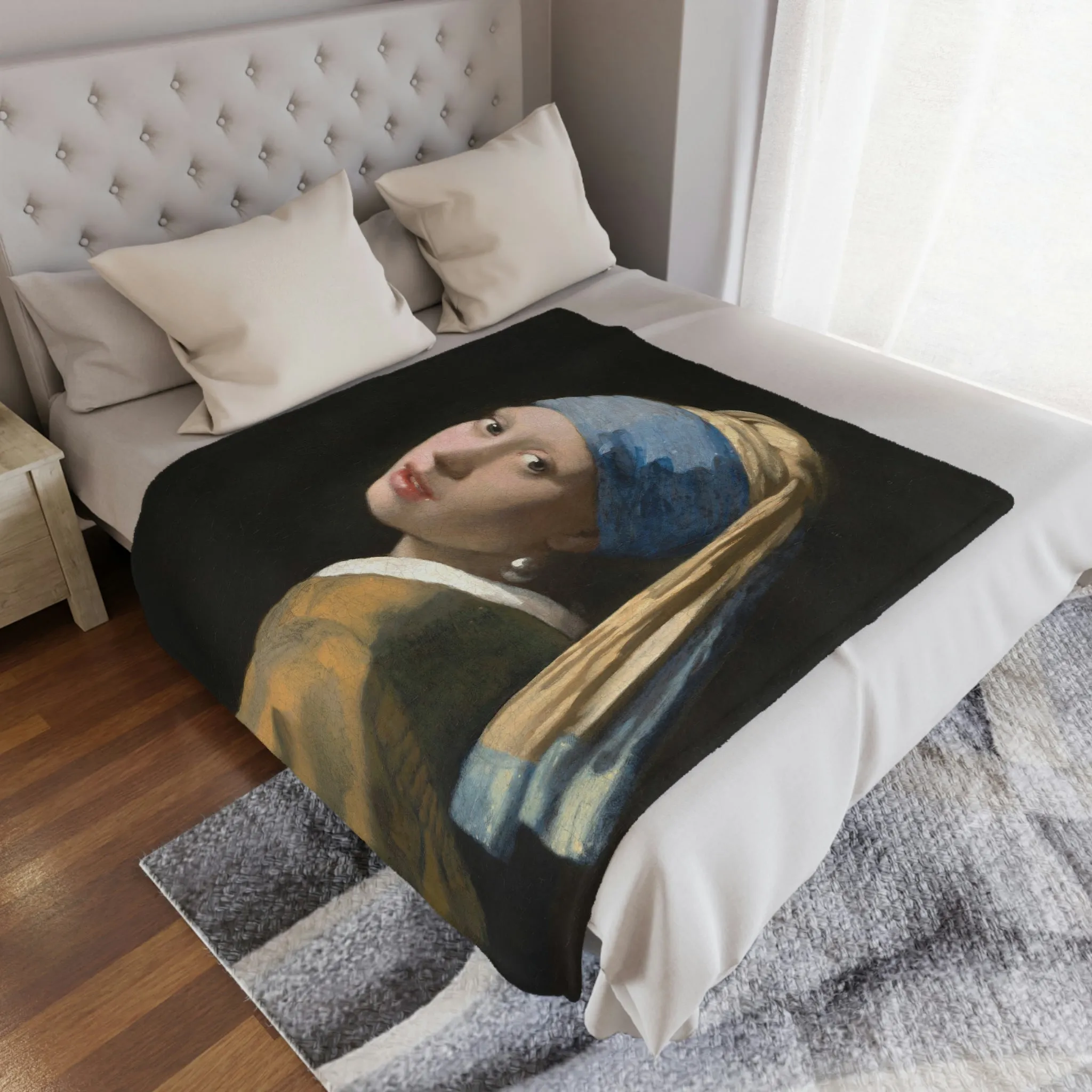 Girl with a Pearl Earring Johannes Vermeer Art Blanket - Image 4