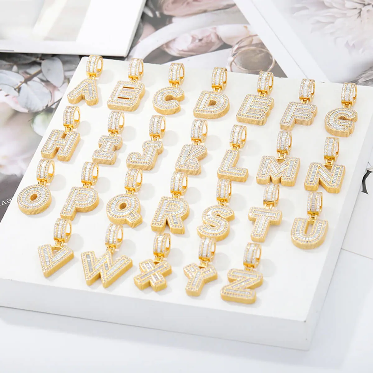 Golden Alphabet Cuban Letter Initial Necklace