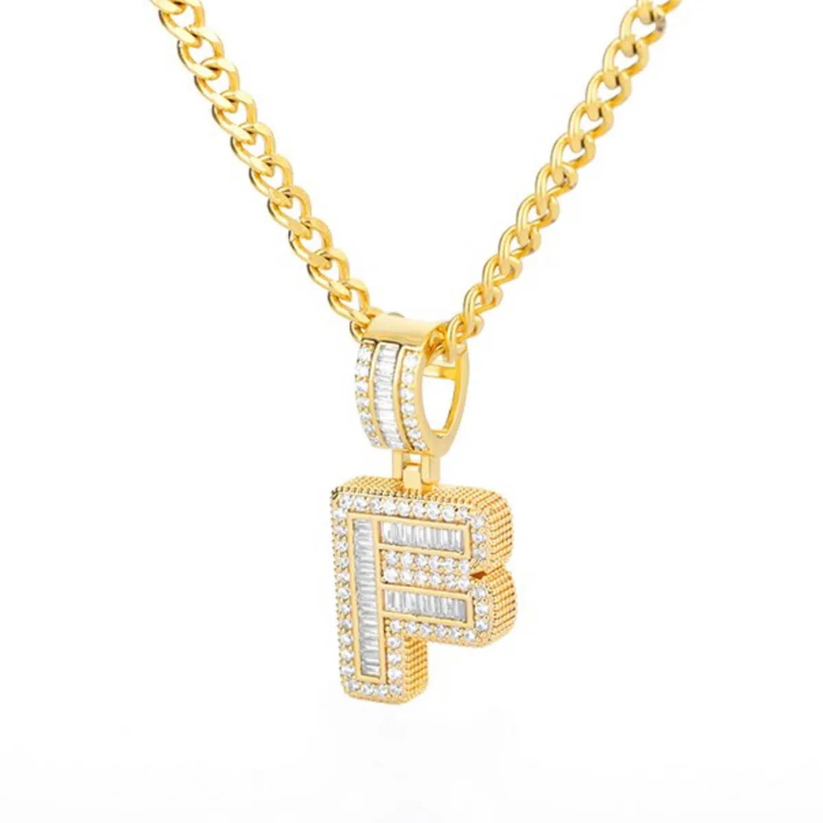Golden Alphabet Cuban Letter Initial Necklace - Image 14