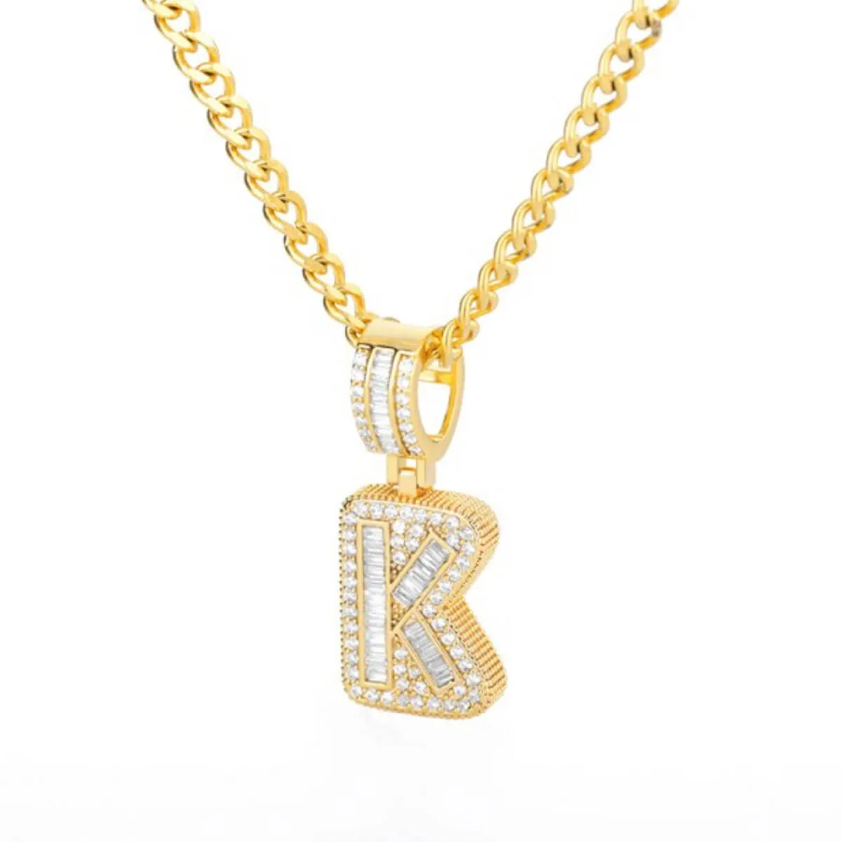 Golden Alphabet Cuban Letter Initial Necklace - Image 19