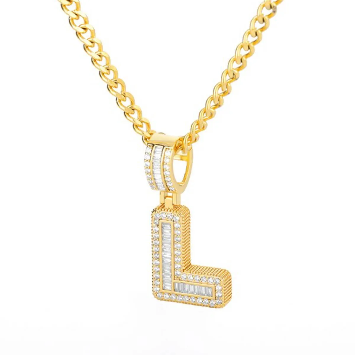 Golden Alphabet Cuban Letter Initial Necklace - Image 20