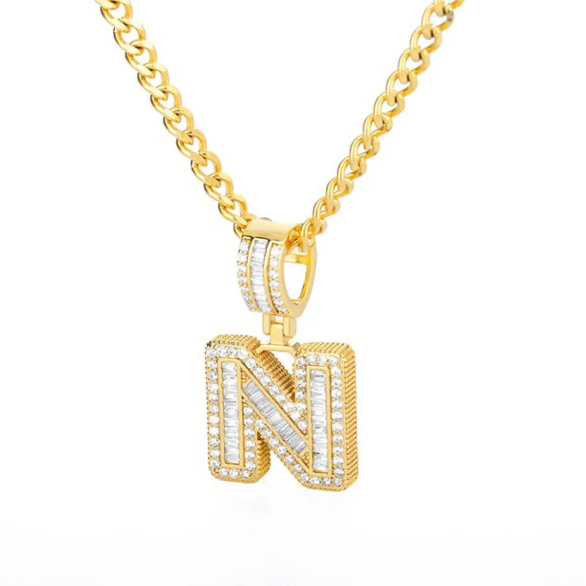 Golden Alphabet Cuban Letter Initial Necklace - Image 22