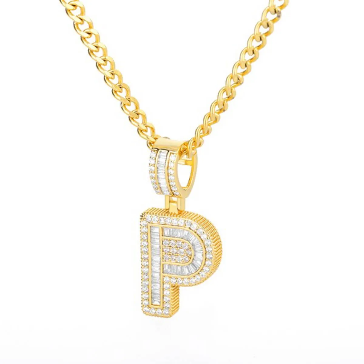Golden Alphabet Cuban Letter Initial Necklace - Image 24