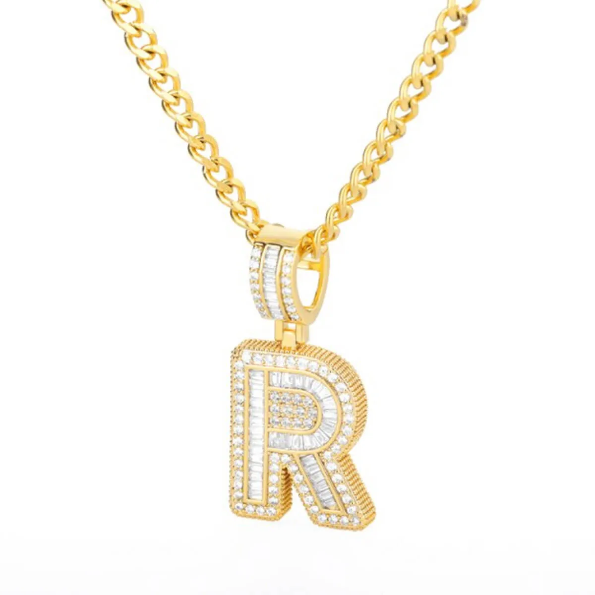 Golden Alphabet Cuban Letter Initial Necklace - Image 26