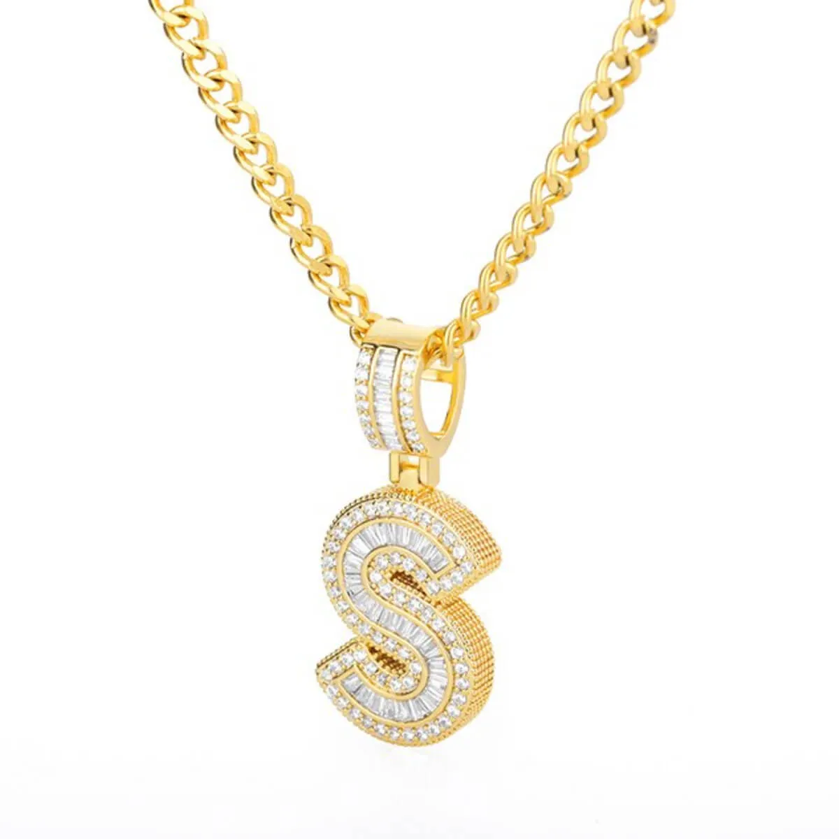 Golden Alphabet Cuban Letter Initial Necklace - Image 28
