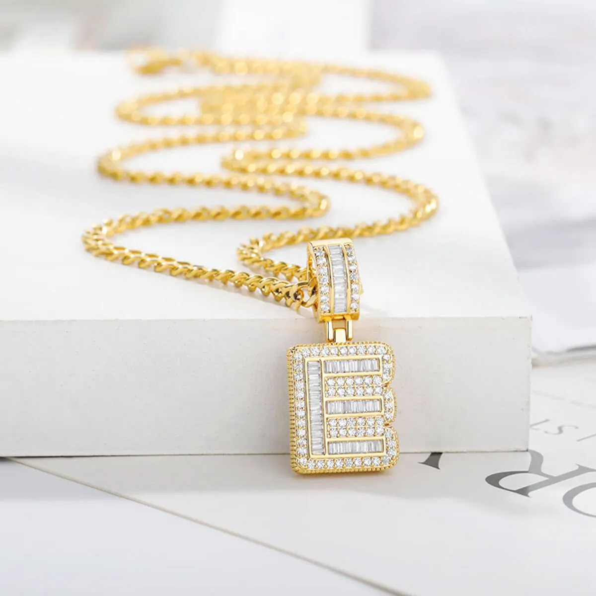 Golden Alphabet Cuban Letter Initial Necklace - Image 3