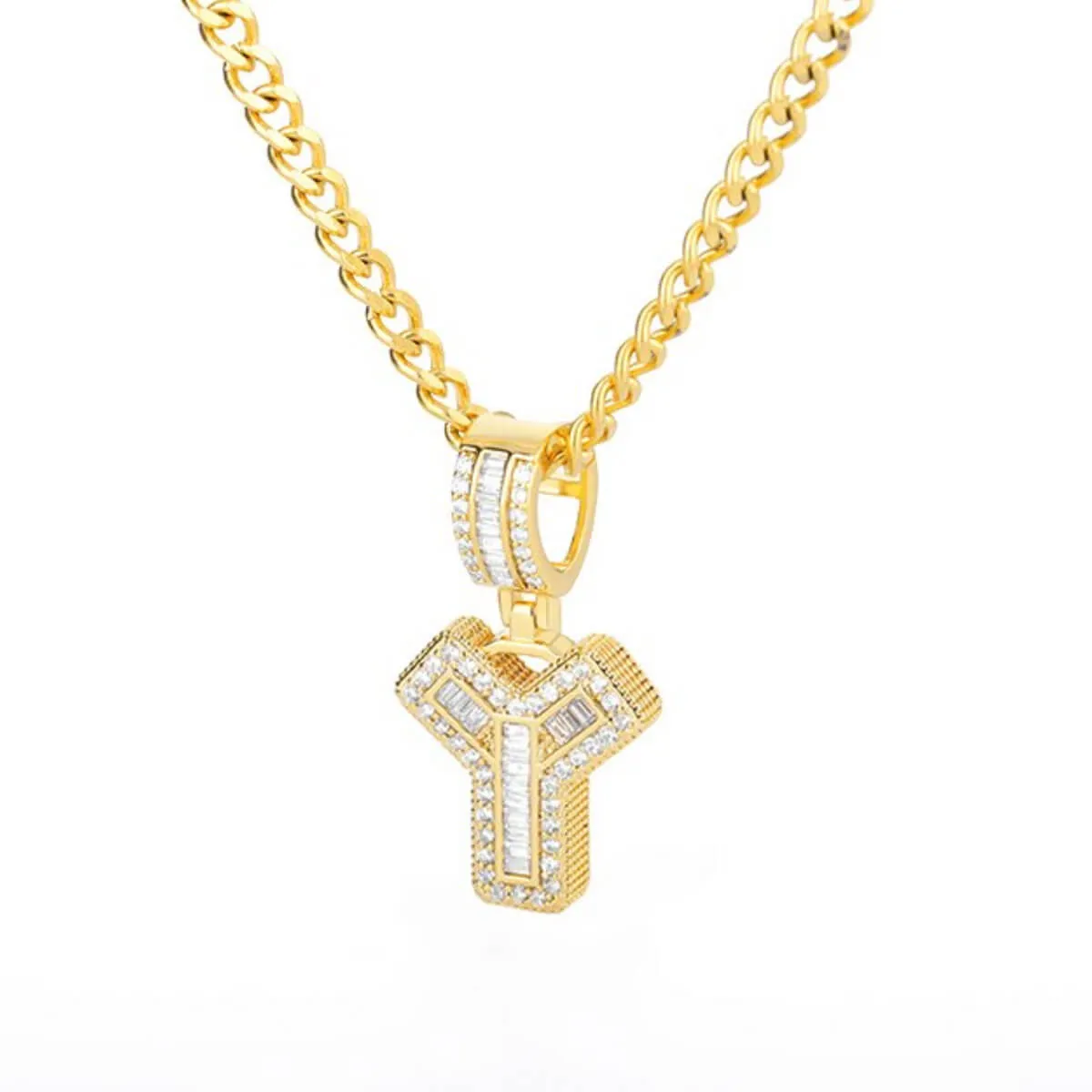Golden Alphabet Cuban Letter Initial Necklace - Image 33