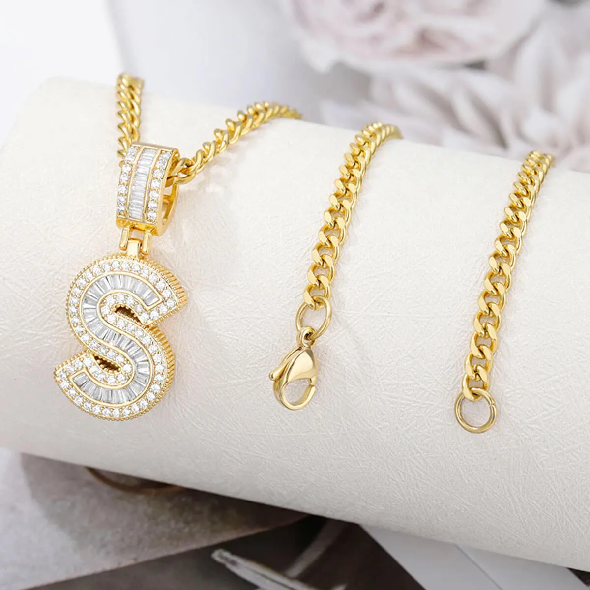 Golden Alphabet Cuban Letter Initial Necklace - Image 5