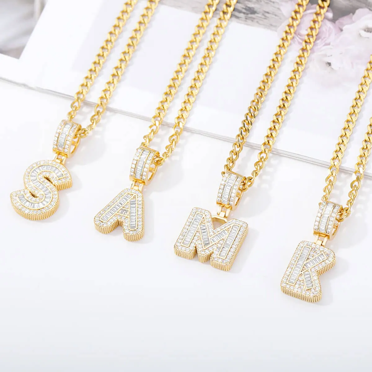 Golden Alphabet Cuban Letter Initial Necklace - Image 6
