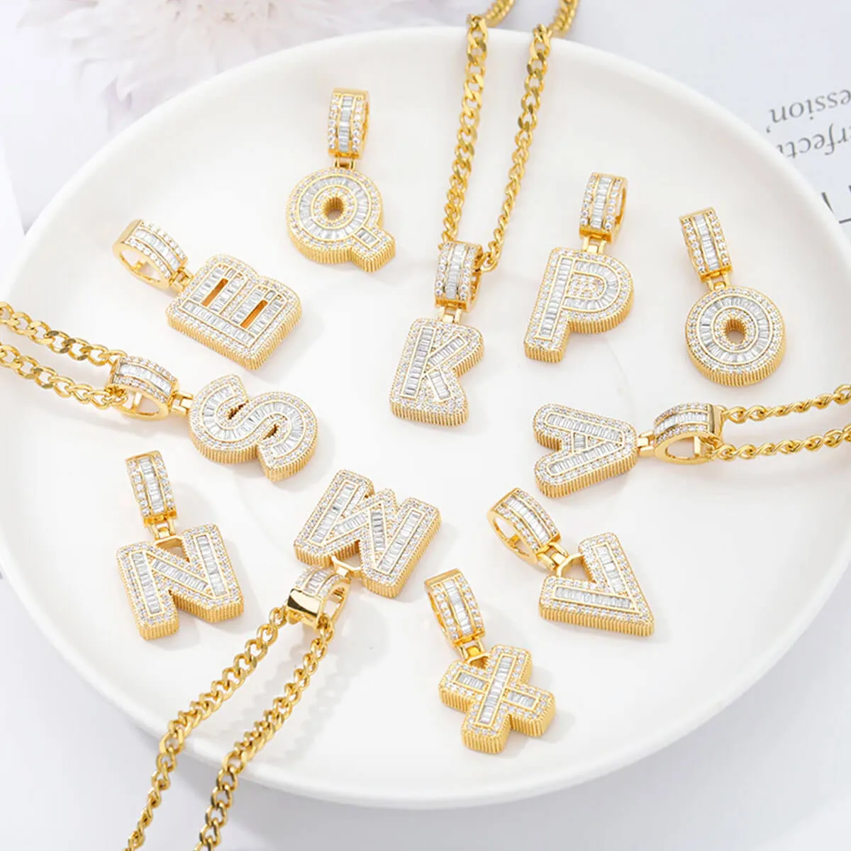 Golden Alphabet Cuban Letter Initial Necklace - Image 7