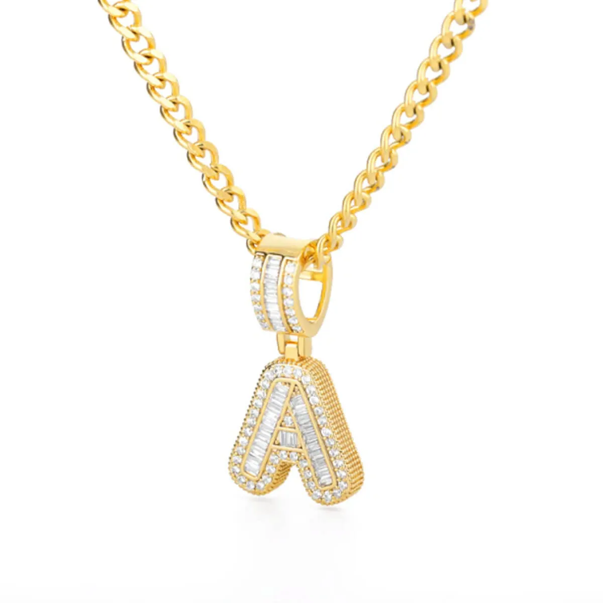 Golden Alphabet Cuban Letter Initial Necklace - Image 9