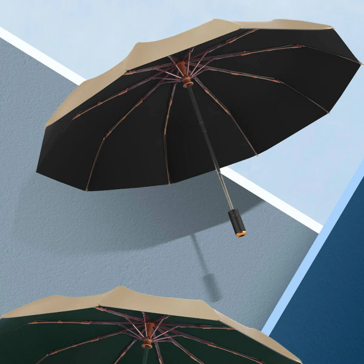 Golden Fully Automatic Windproof Folding Umbrella - Image 13
