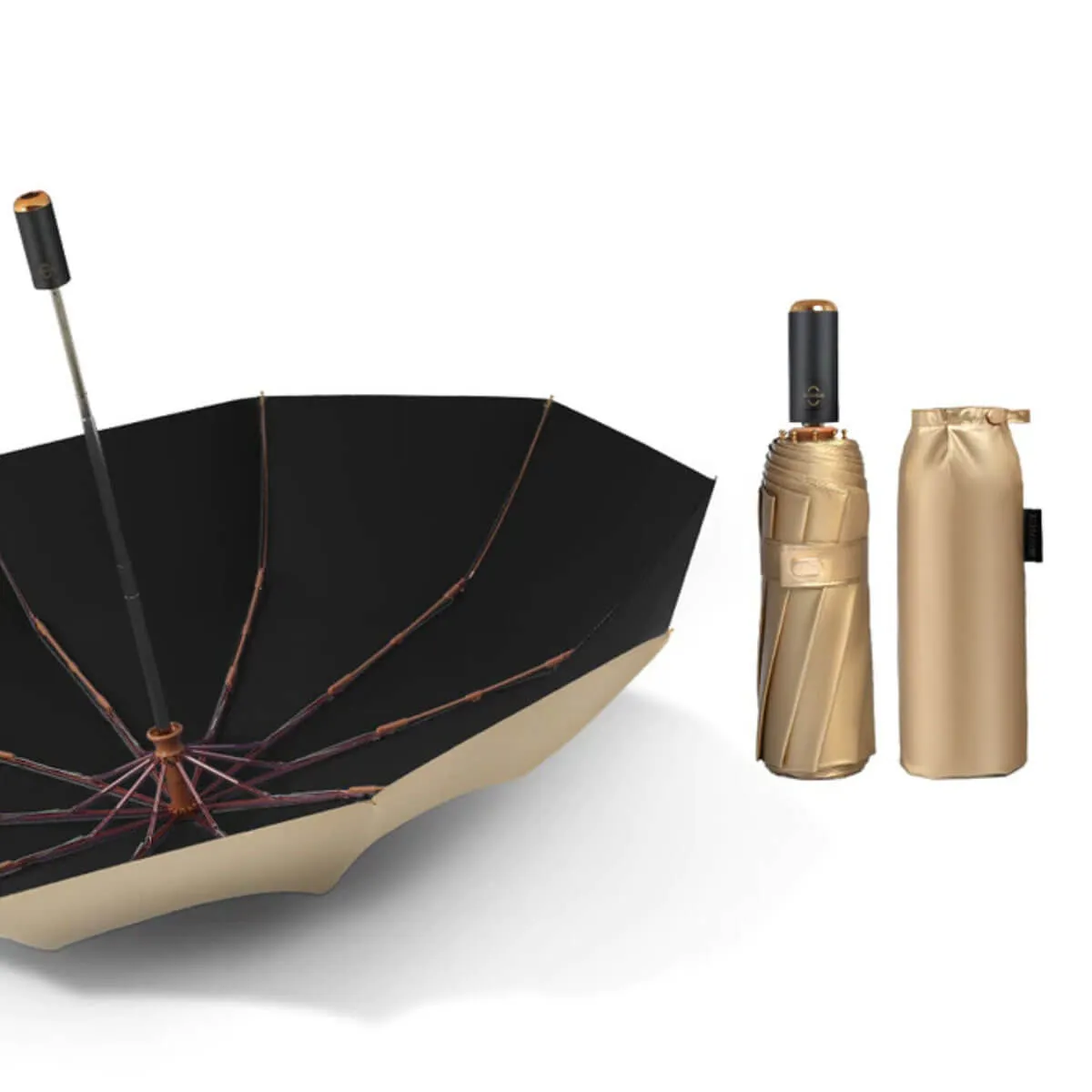 Golden Fully Automatic Windproof Folding Umbrella - Image 2