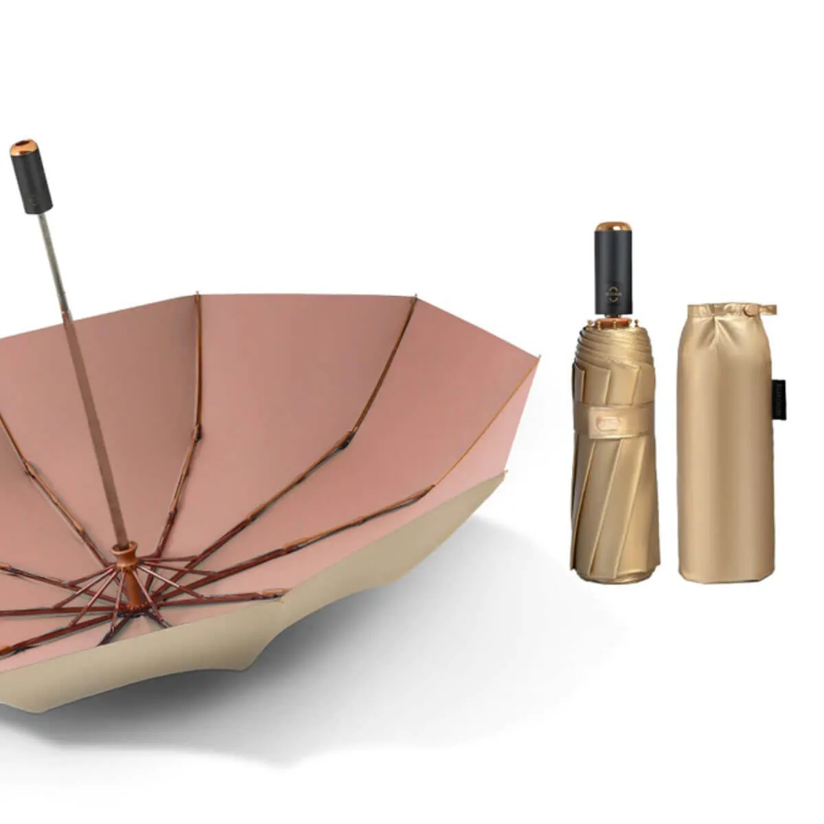 Golden Fully Automatic Windproof Folding Umbrella - Image 3