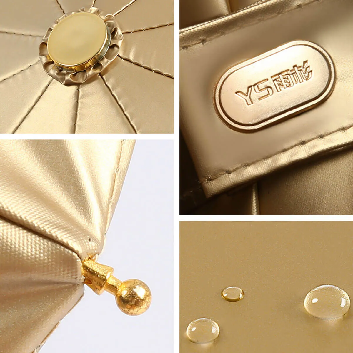 Golden Fully Automatic Windproof Folding Umbrella - Image 9