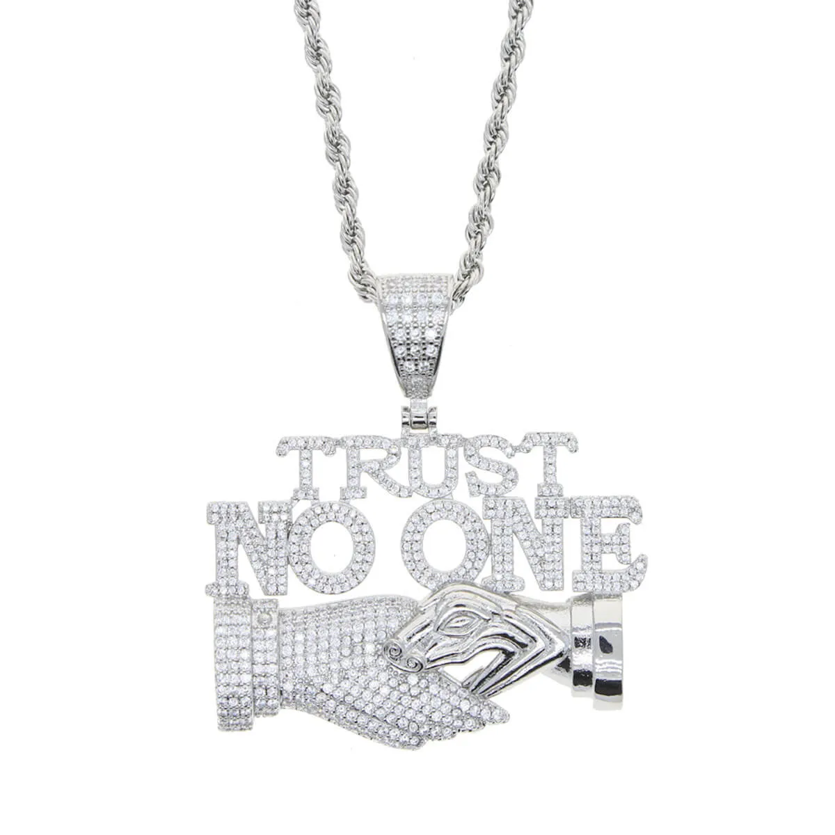 Golden Letter Trust no One Pendant Chain Necklace - Image 4
