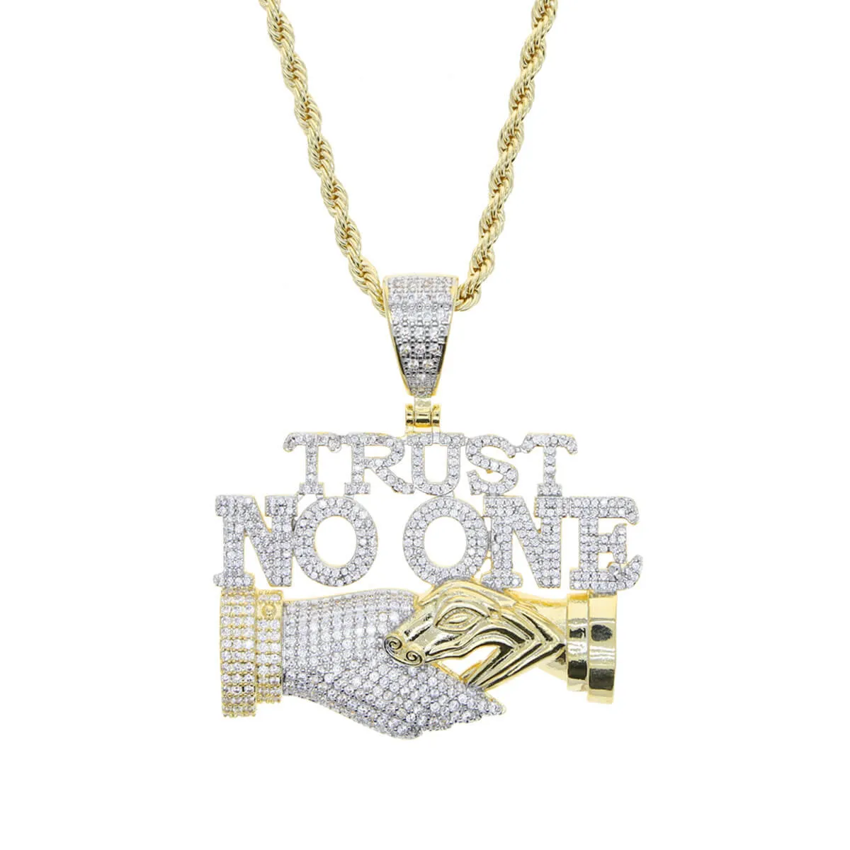 Golden Letter Trust no One Pendant Chain Necklace - Image 5