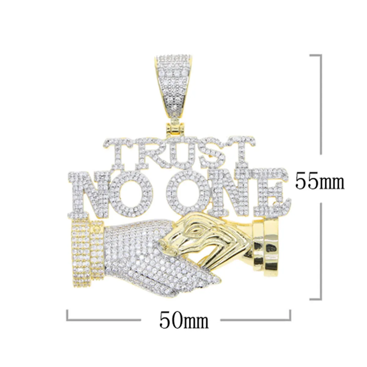 Golden Letter Trust no One Pendant Chain Necklace - Image 6