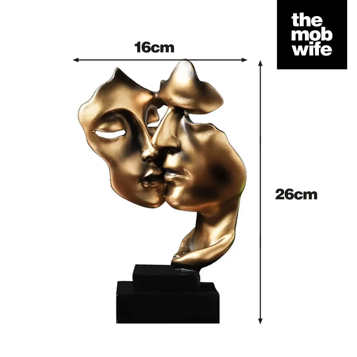 Golden Lover Mask Abstract Statue Resin Figurines Interior Art - Image 8