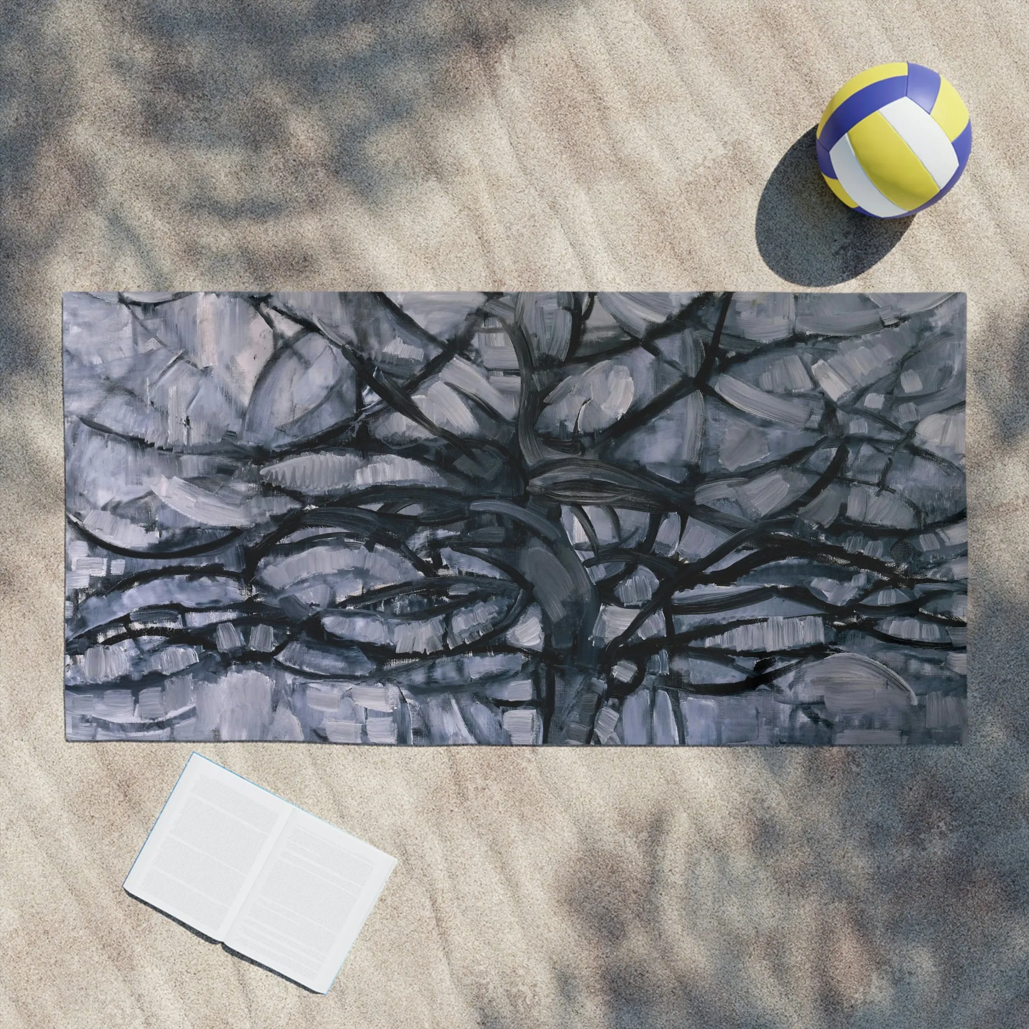 Gray Tree Piet Mondrian Beach Towels - Image 4