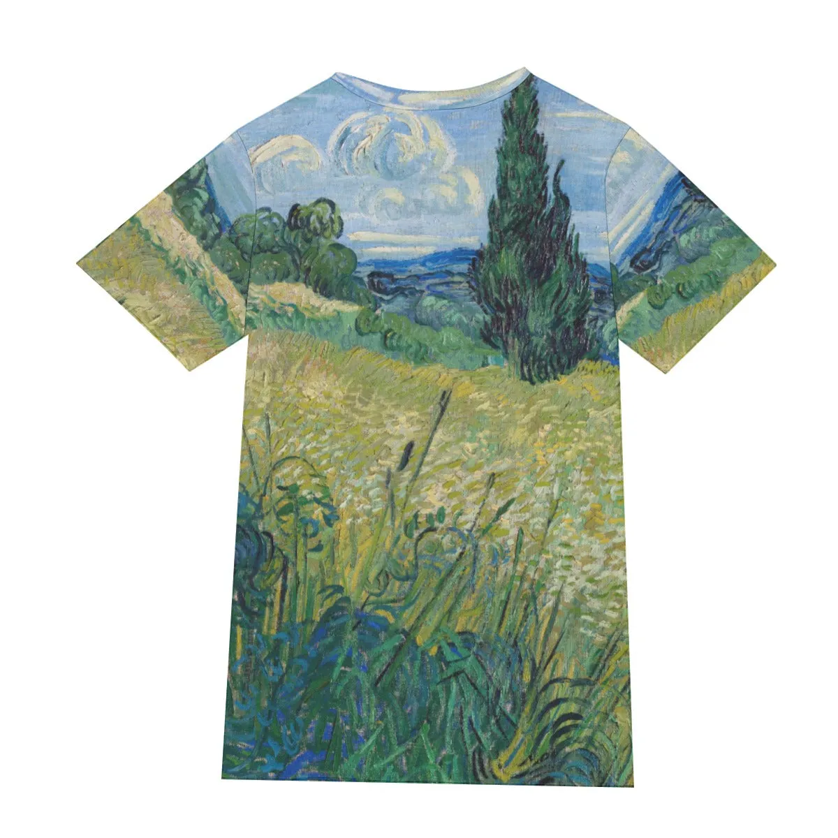 Green Wheat Field with Cypress Vincent Van Gogh T-Shirt - Image 2