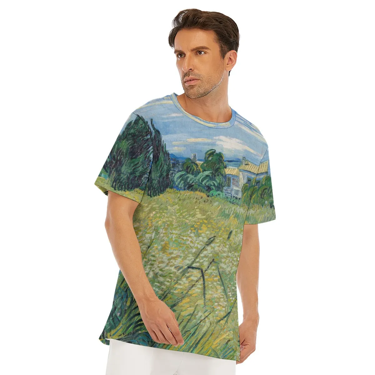 Green Wheat Field with Cypress Vincent Van Gogh T-Shirt - Image 5