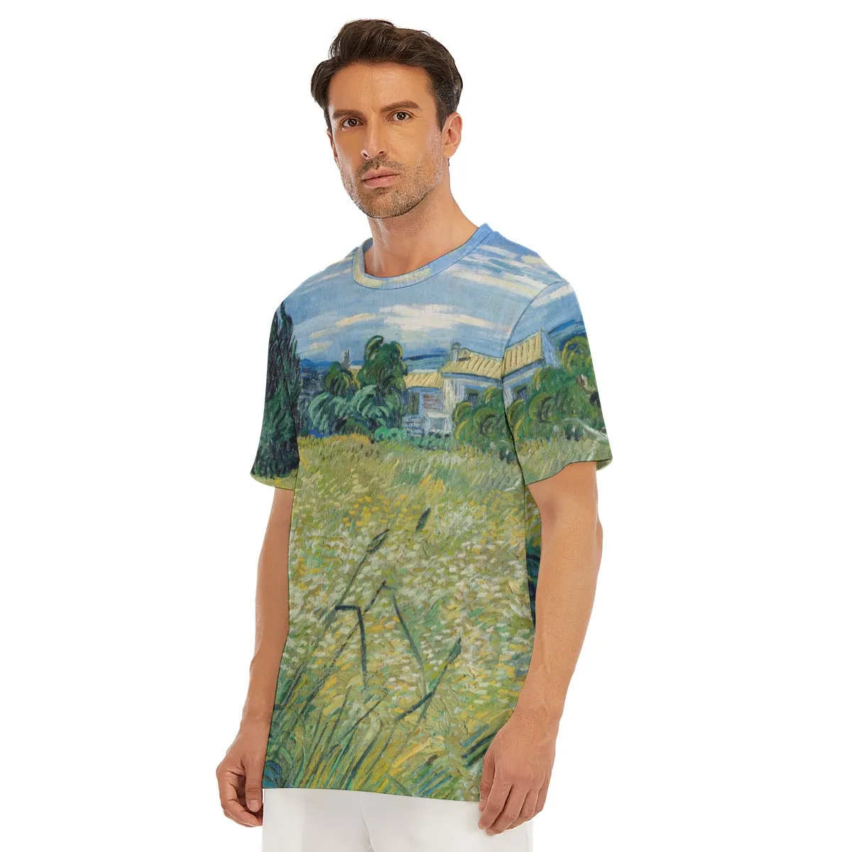 Green Wheat Field with Cypress Vincent Van Gogh T-Shirt - Image 6