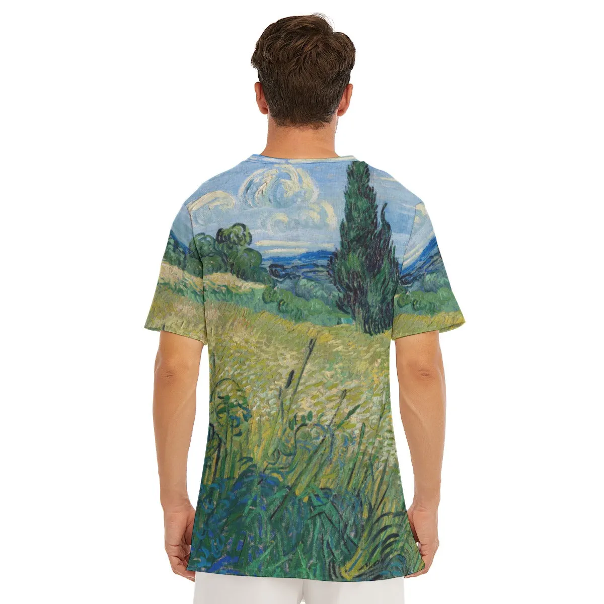 Green Wheat Field with Cypress Vincent Van Gogh T-Shirt - Image 7