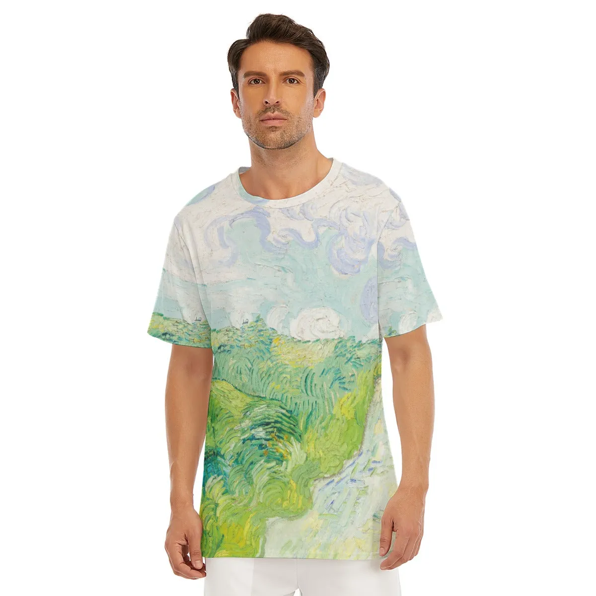 Green Wheat Fields Auvers Vincent van Gogh T-Shirt - Image 4