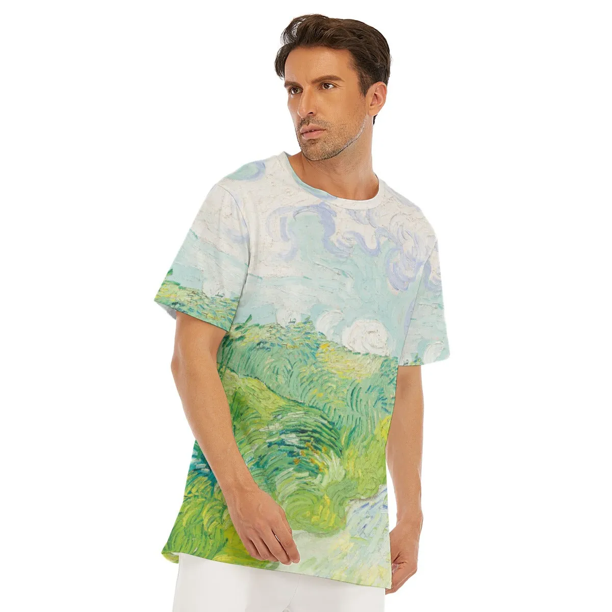Green Wheat Fields Auvers Vincent van Gogh T-Shirt - Image 5