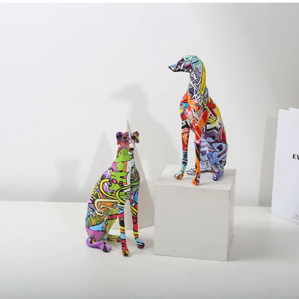 Greyhound Statue Graffiti Art Dog Sculpture - Image 10