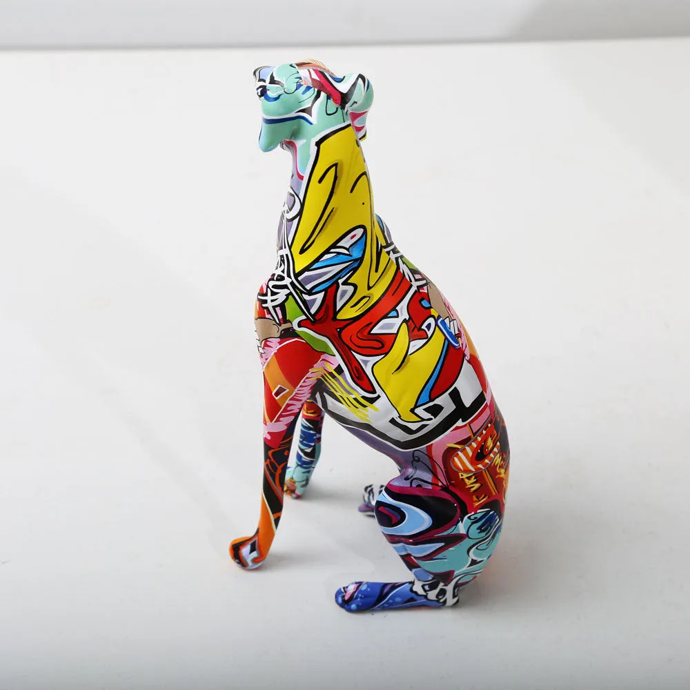 Greyhound Statue Graffiti Art Dog Sculpture - Image 3