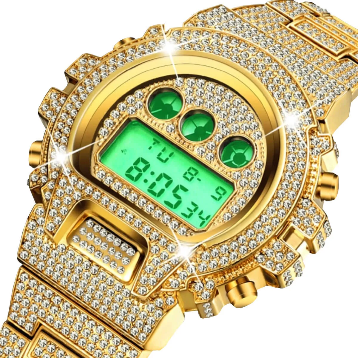 Hip Hop Fully Iced Out Digital Stainless Steel Watch - Image 2
