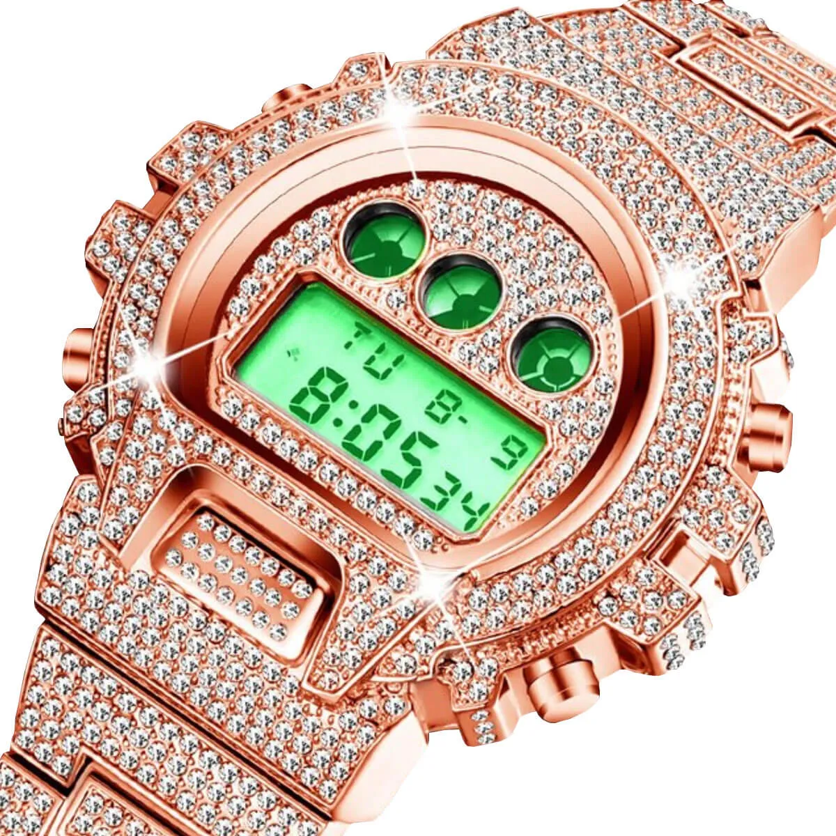 Hip Hop Fully Iced Out Digital Stainless Steel Watch - Image 3