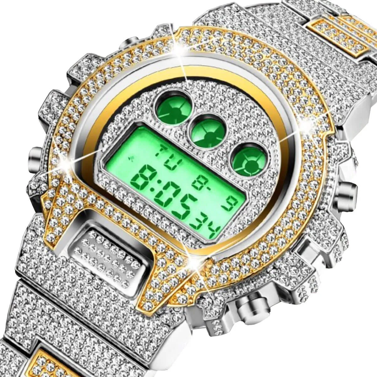 Hip Hop Fully Iced Out Digital Stainless Steel Watch - Image 5