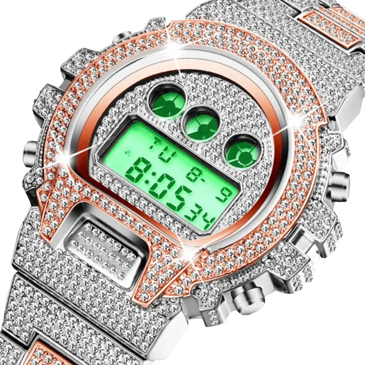 Hip Hop Fully Iced Out Digital Stainless Steel Watch - Image 6
