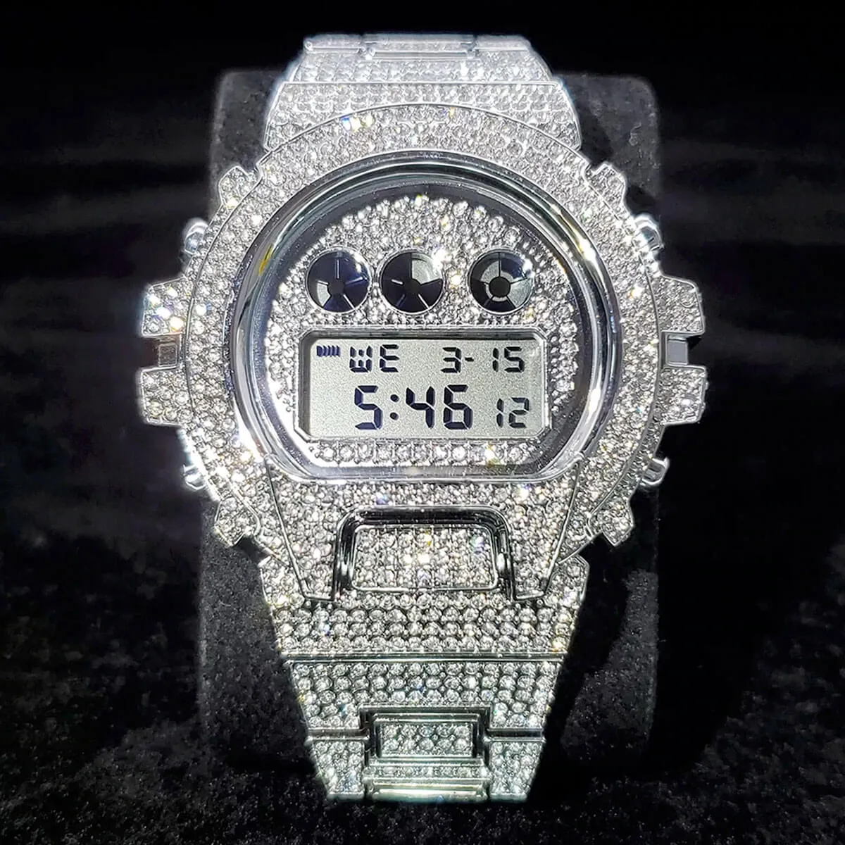 Hip Hop Fully Iced Out Digital Stainless Steel Watch - Image 8