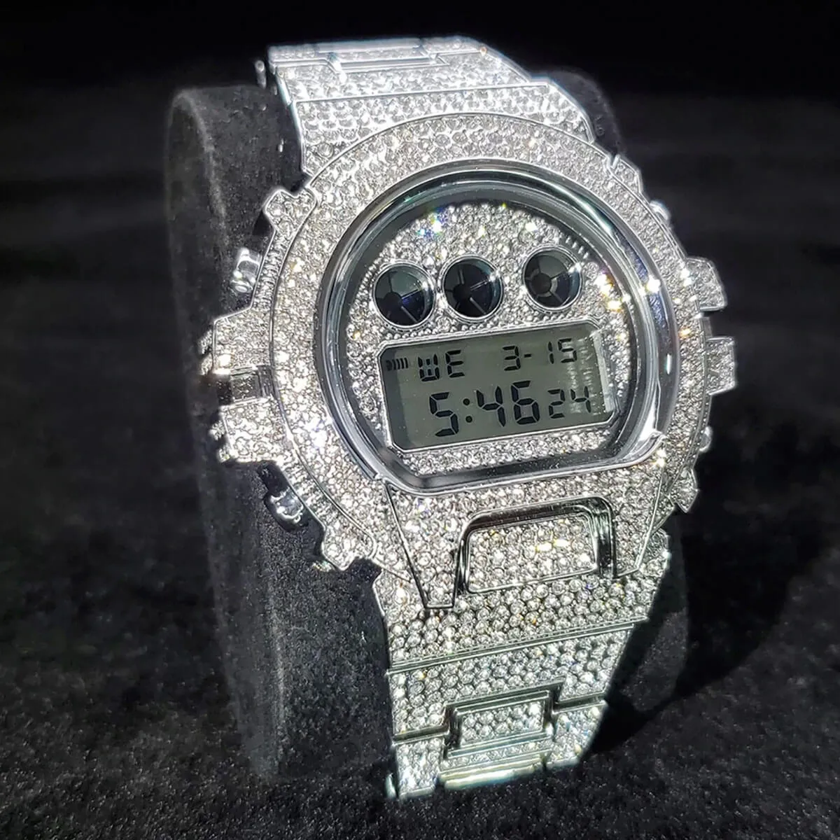 Hip Hop Fully Iced Out Digital Stainless Steel Watch - Image 9