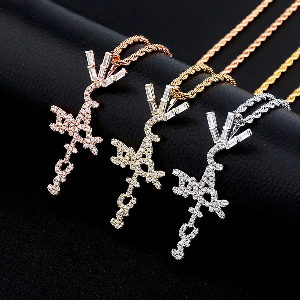 Hip Hop Ice Crystal Cubic Zirconia Pendant Chain Necklace - Image 2
