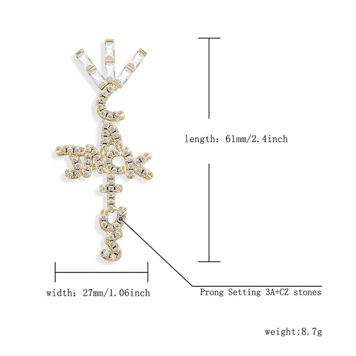 Hip Hop Ice Crystal Cubic Zirconia Pendant Chain Necklace - Image 9