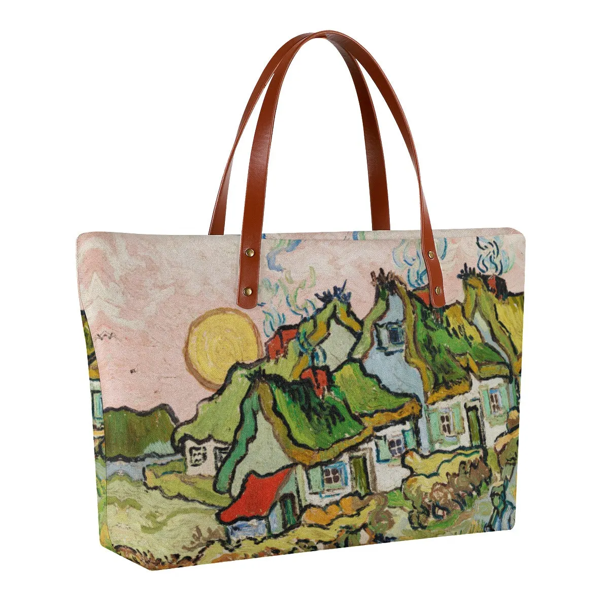 Houses and Figures by Vincent Van Gogh Tote Bag - Image 2