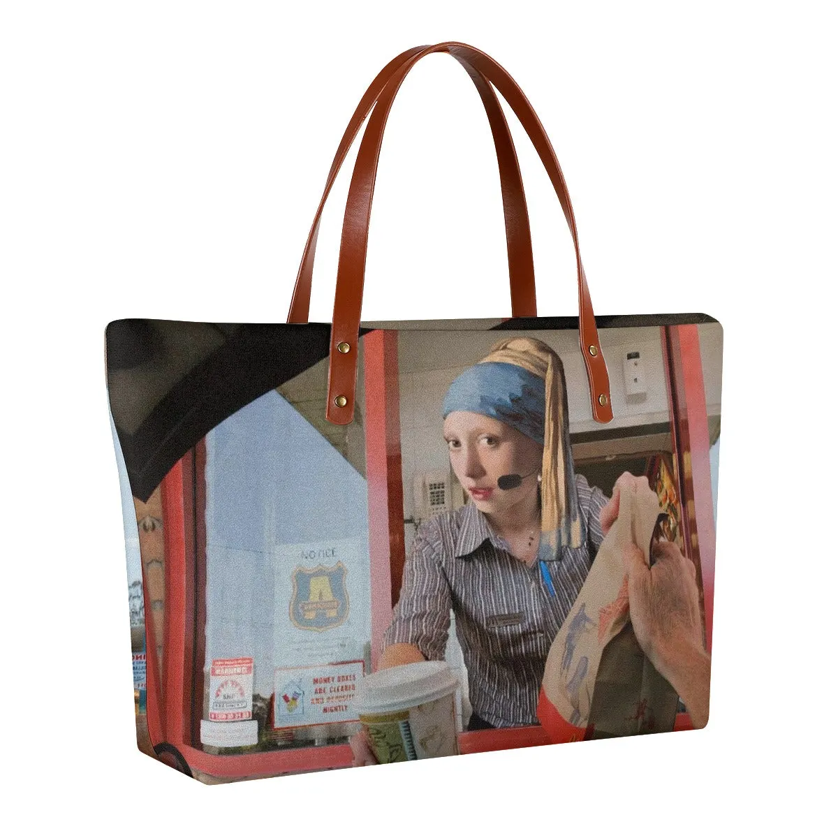 Johannes Vermeer Girl Fast Food Parody Tote Bag - Image 2