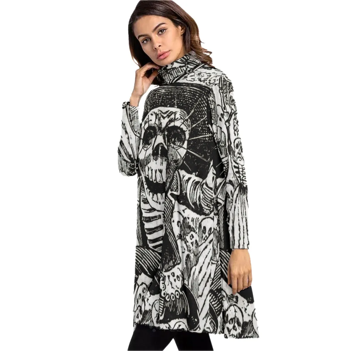 Jose Guadalupe Mexican Skeleton Art Dress Long Sleeve - Image 3
