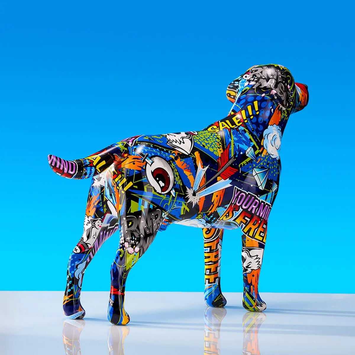 Labrador Retriever Statue Colorful Graffiti Art Resin Lab Dog Sculpture - Image 7