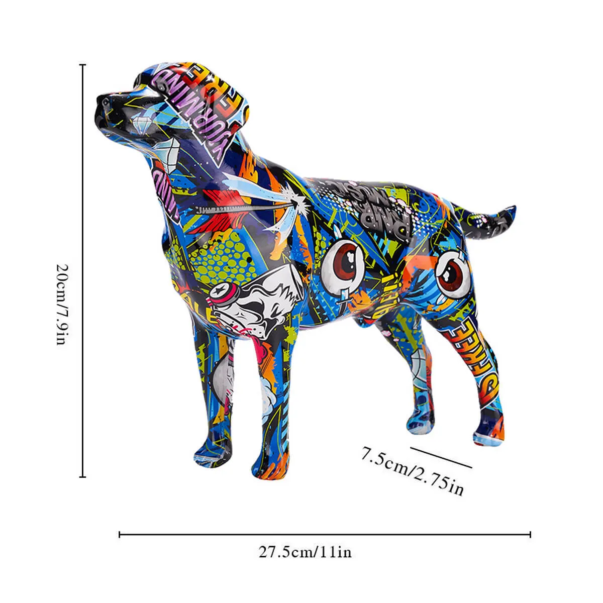Labrador Retriever Statue Colorful Graffiti Art Resin Lab Dog Sculpture - Image 8
