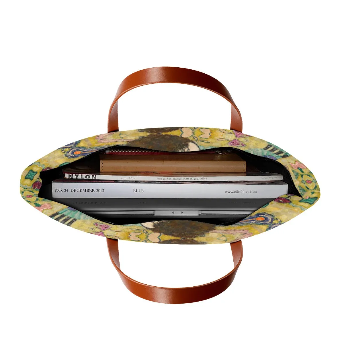 Lady with Fan by Gustav Klimt Painting Waterproof Tote Bag - Image 3