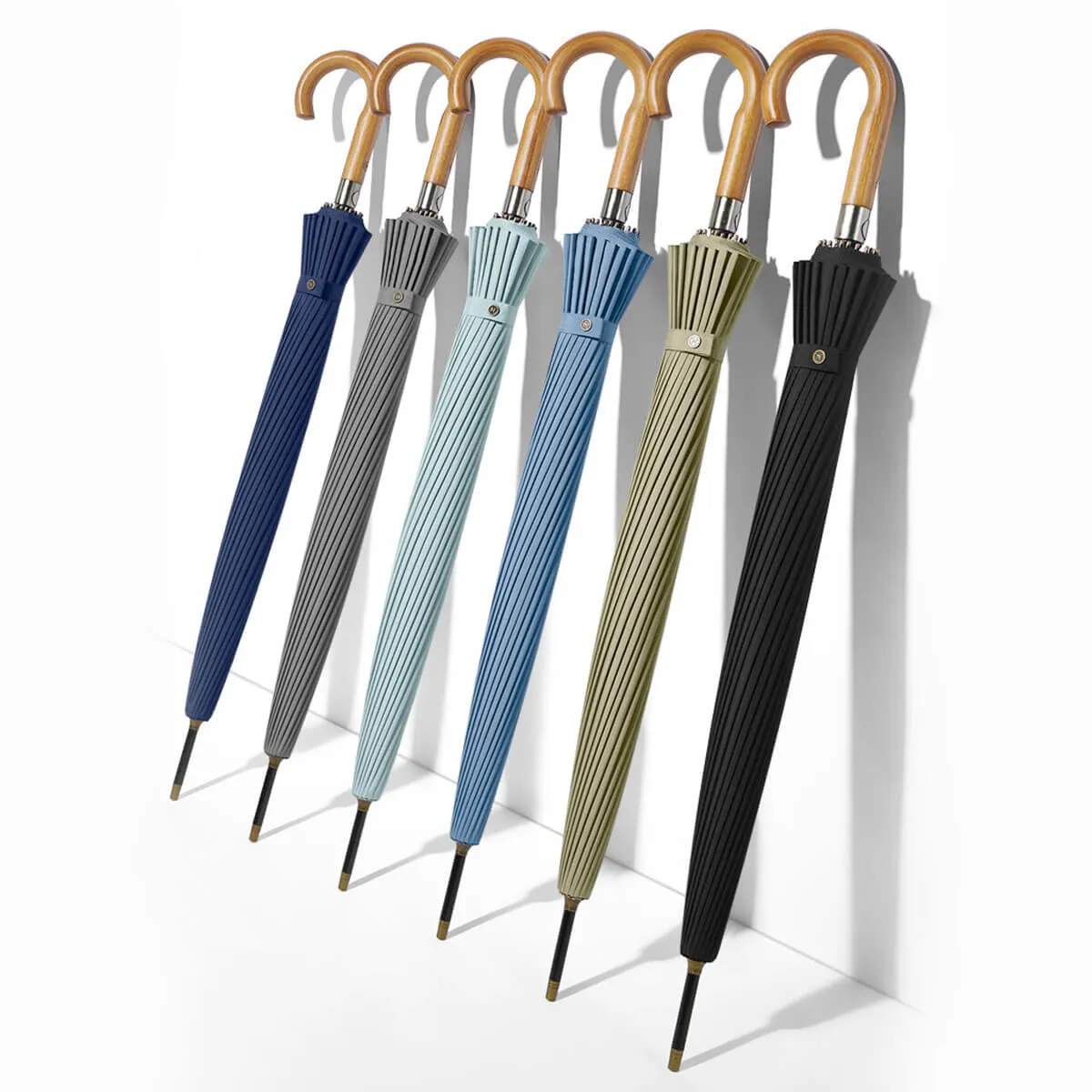 Large 24K Wood Handle Business Umbrella - Image 11