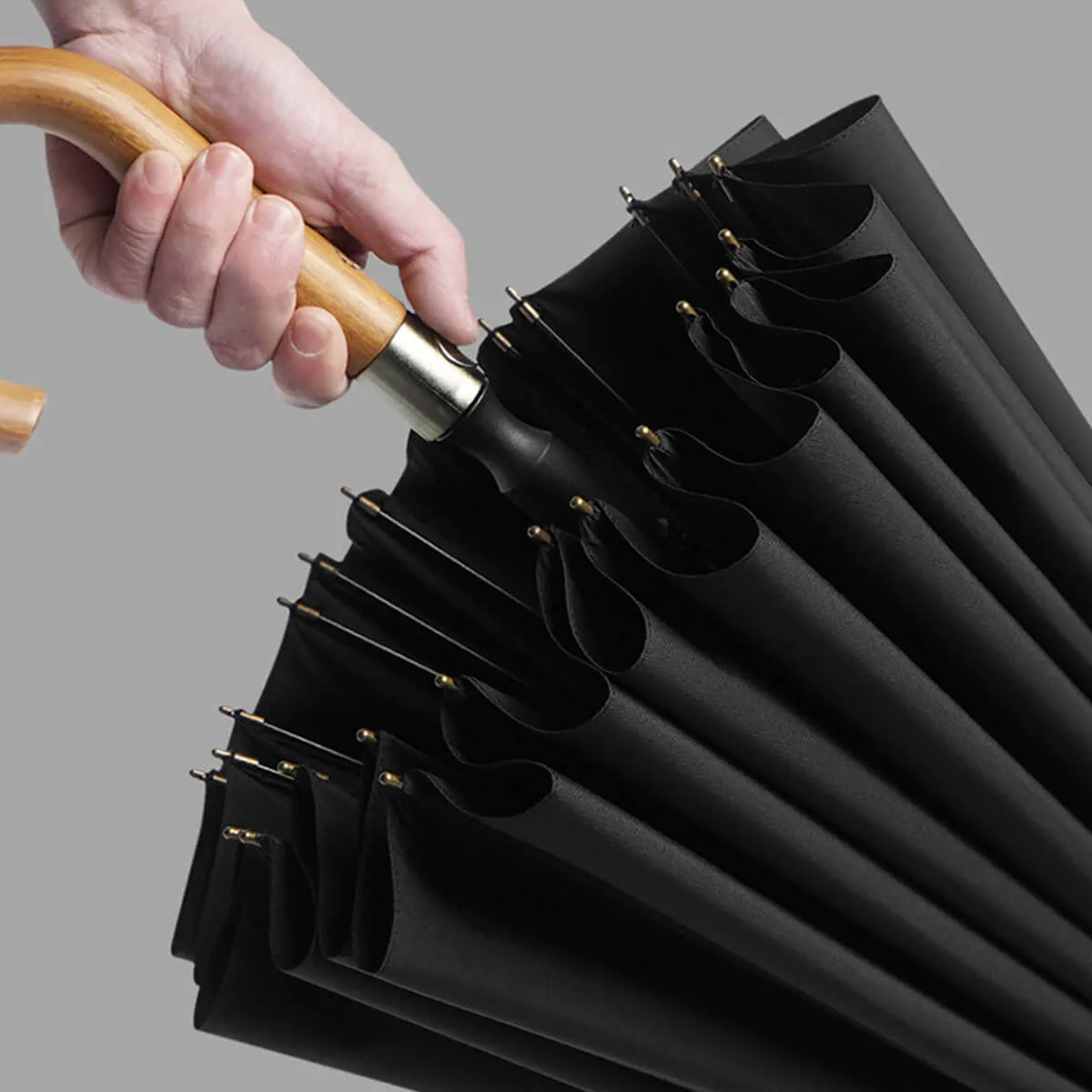 Large 24K Wood Handle Business Umbrella - Image 12